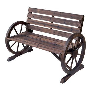 Banc de jardin 3 places rustique chic bois sapin traité carbonisation