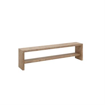 Banc à chaussures en bois de sapin ton vieilli 165x45cm