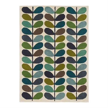 Tapis floral design en laine vert 250x350