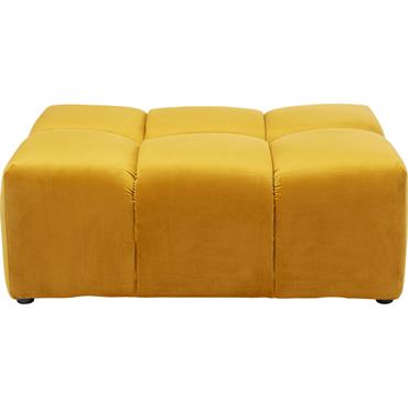 Pouf repose-pieds en velours ocre