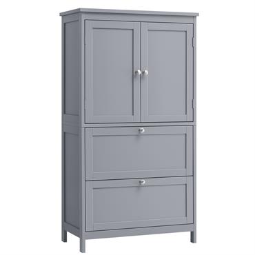 Armoire de salle de bain avec 2 tiroirs et 2 portes gris tourterelle