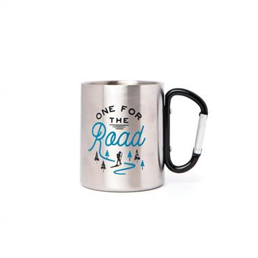 Mug de voyage mousqueton en métal 225ml en acier argent