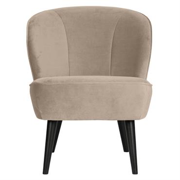 Fauteuil cocktail velours style rétro olive