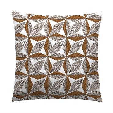 Housse de coussin bi matière en lin et coton 50x50cm Cuivre