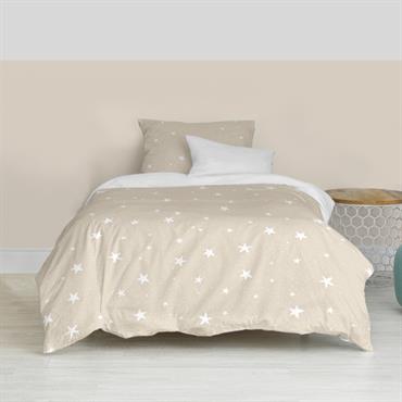 Parure housse de couette 2 pièces 100% Coton Beige 140x200 cm
