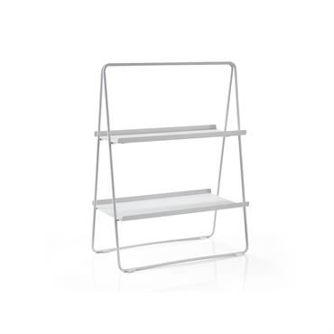 Etagère 2 plateaux en acier gris clair