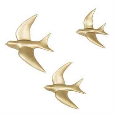 Déco murales oiseaux dorés 