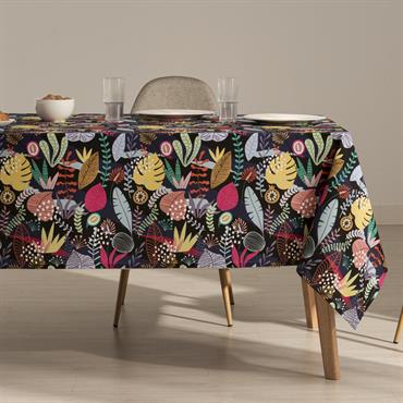 Nappe imprimée bleu avec traitement anti-taches en coton 140x200 cm