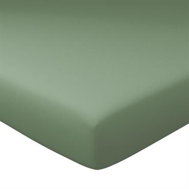 Drap-housse grand bonnet en coton vert lichen 90x190x40