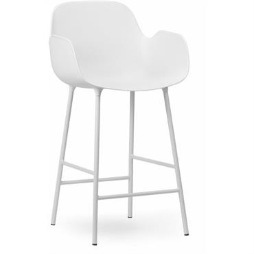 Chaise de bar avec accoudoirs en acier et pp blanc 65 cm