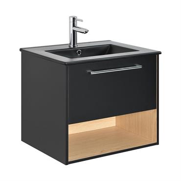 Meuble simple vasque noir 61cm