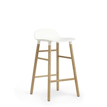 Tabouret de bar en chêne naturel et pp blanc 65 cm