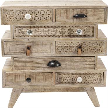 Commode 8 tiroirs ethnique en manguier massif sculpté