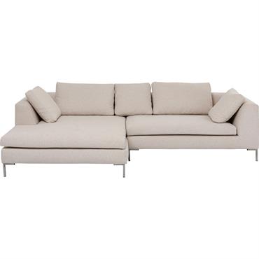 Canapé d'angle gauche 4 places en tissu crème