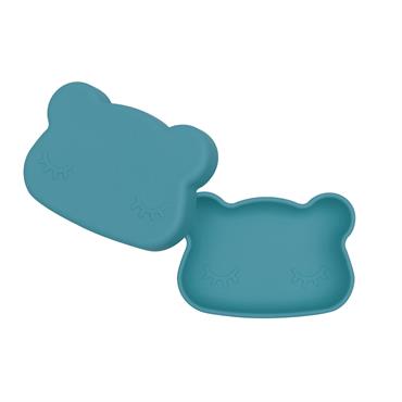 Boîte à goûter en silicone ours  Bleu