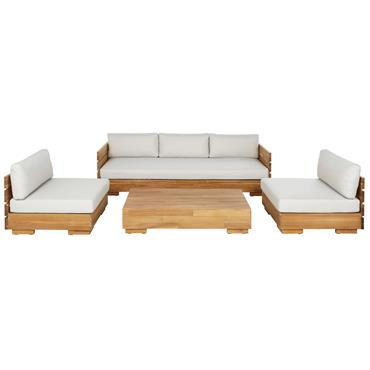 Vous aimerez le salon de jardin 5 places en bois d'acacia et polyester recyclé beige grisé LYNO qui est une option polyvalente pour créer un espace détente dans votre jardin ...
