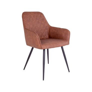 Lot de 2 chaises design en simili cuir marron