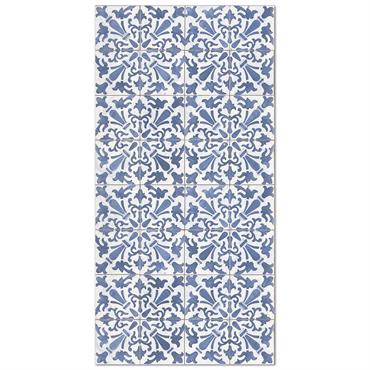 Tapis vinyle carreaux ciments géométrique bleu 60x250cm