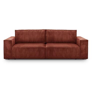 Canapé convertible 3 places - Harper• Coffre de rangement• Structure en pin massif et panneaux de particules• Revêtement : Velours côtelé 100% polyester 380 g/m² certifié Oekotex®• Couleur : rouille• ...