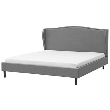 Lit double en tissu gris 180x200