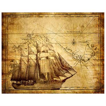 Tableau impression sur toile carte ancienne 80x100cm
