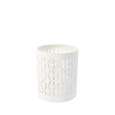 Photophore de noël décoratif en céramique blanc H13