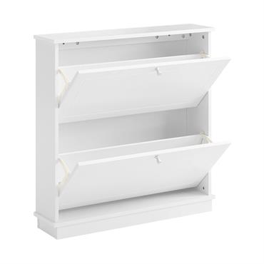 Armoire à chaussures avec 2 abattants effet bois blanc