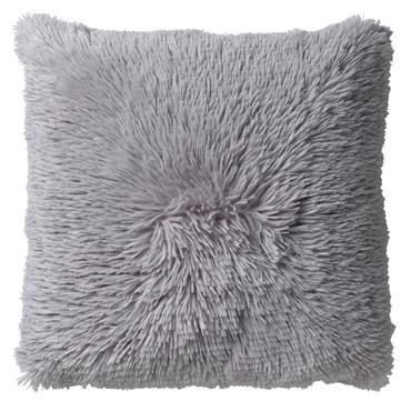 Housse de coussin gris fausse fourrure-45x45 cm uni