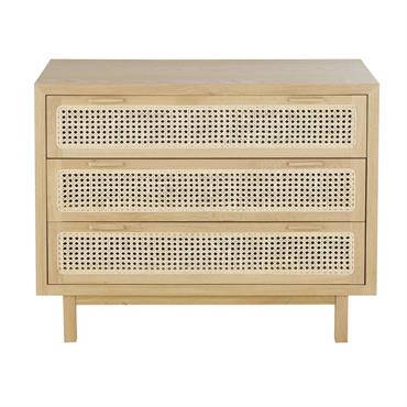 Commode 3 tiroirs cannage en rotin