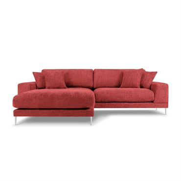 Canapé d'angle gauche 5 places en tissu structuré rouge