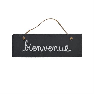 Plaque de porte d'entrée bienvenue en ardoise grise 30x10cm