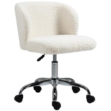Chaise de bureau design piètement acier chromé effet laine bouclée