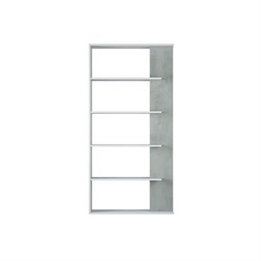 Bibliothèque blanc/béton 4 tablettes L90 x H180cm