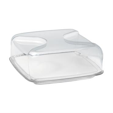 Plateau à fromage carré avec plaque porcelaine et cloche