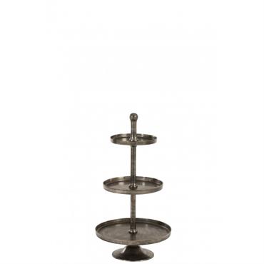 Plateau sur pied 3 niveaux rond alu gris H98