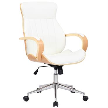 Chaise de bureau réglable en similicuir Nature / Blanc