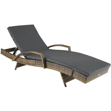 Bain de soleil en rotin Dossier réglable 5 positions marron naturel