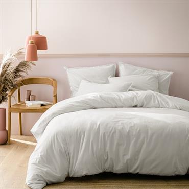 Parure de lit unie en coton lavé Blanc 240x220
