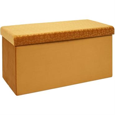 Banc coffre pliable en velours rétro moutarde