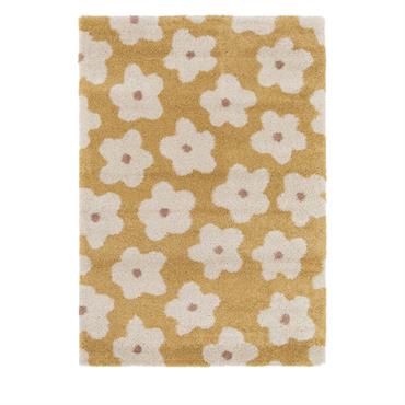 Tapis contemporain floral - 160x230cm Jaune moutarde Polypropylène