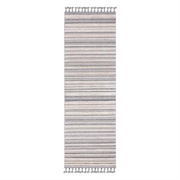 Tapis Boho Chic à franges tressées GrisBleu