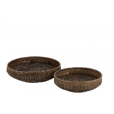 Plats ronds rotin noir D49