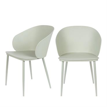 Lot de 2 chaises en résine et métal - Vert d'eau