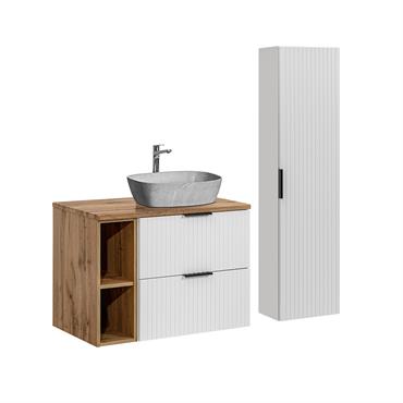 Ensemble meuble vasque colonne stratifiés blanc