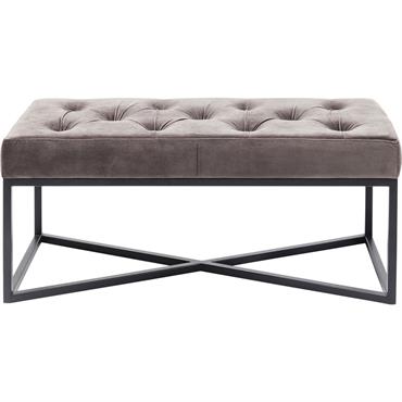 Banc 1 place velours gris et acier noir