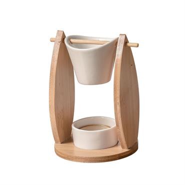 Brûle parfum voile en céramique et bambou