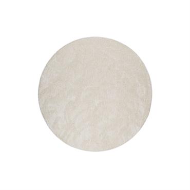 Tapis rond poils longs doux brillant blanc crème 120 rd