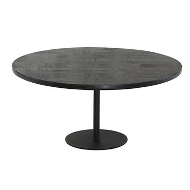Table basse ronde en bois de manguier noir