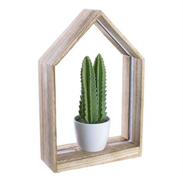 Etagère décorative led avec plante garden marron