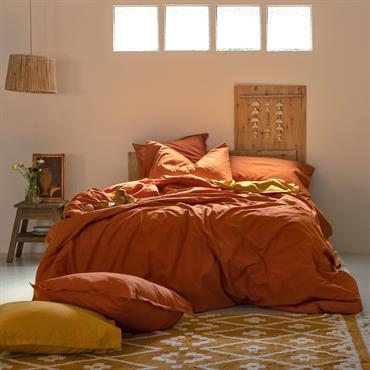 Housse de couette 100% Coton Terre cuite 220x220 cm